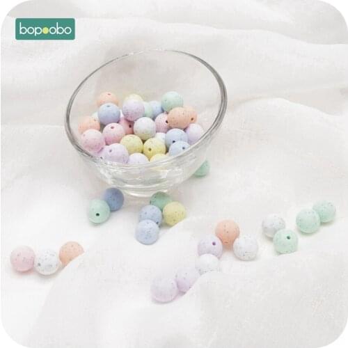 Bopoobo 100PC Silicone Beads 12mm Food Grade Silicone Teether Children Training Toys Safe and Natural Silicone Beads Ecofriendly