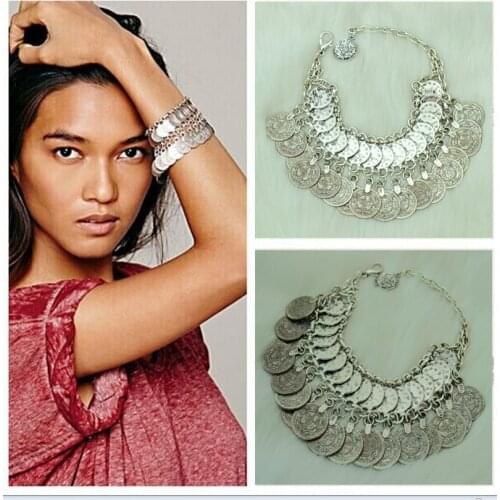 Bohemian Vintage Coin Bracelets Bangles color Gypsy Coachella Festival Turkish Jewelry Tribal Ethnic Statement Anklet Jewelry