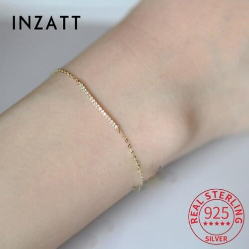 INZATT Authentic 925 Sterling Silver Zircon Stick Chain 14K Gold Bracelet For Women Punk Fine Jewelry Accessories Drop Shipping
