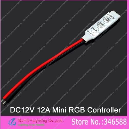 DC12V 12A 3 channels Mini Slim Inline 3 Key RGB LED Controller for 5050&3528 RGB LED Striplight