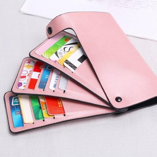 PU Leather 15 Card Slots Business Retro Card Holder Long Wallet Credit ID Card Holder Unisex Fashion Cards Organizer Storage Bag