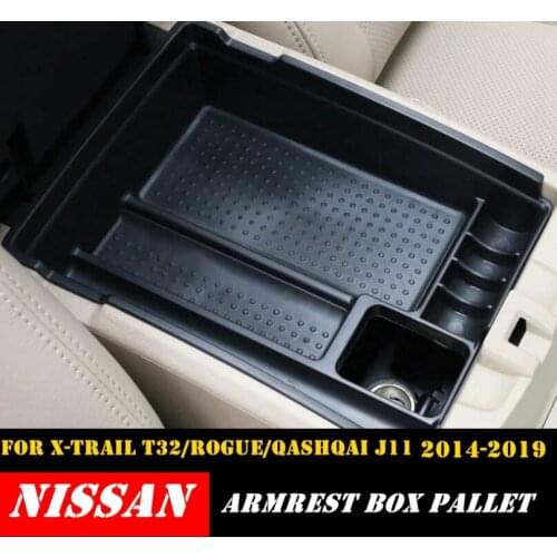 For Nissan Qashqai J11 X-Trail T32 Rogue 2014 - 2019 Plastic Armrest Box Secondary Storage Pallet Tray Container Box 3 Pieces