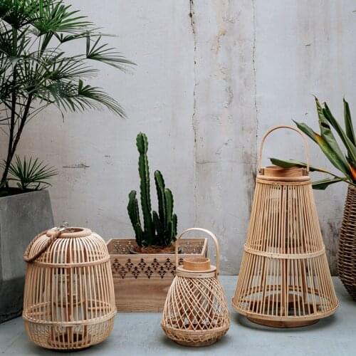 Bamboo Candle Holder Lantern Hanging Wedding Table Centerpieces Modern Creative Vintage Minimalist Nordic Portavelas Home Decor