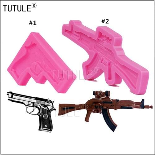 Gadgets-Small Pistol Silicone Mold Food Safe Fondant Chocolate Gun Mold Silicone Rifle Mold Cupcake Fondant Polymer Clay Mould