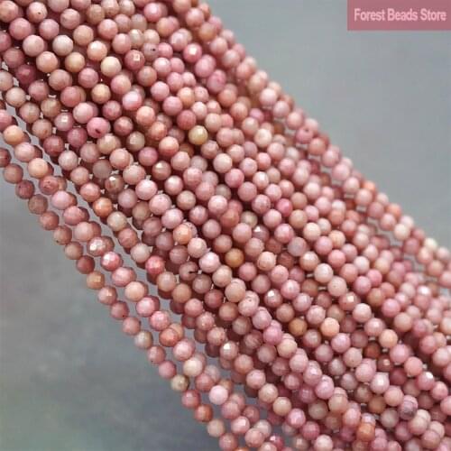Natural Stone Faceted Pink Aventurine Jaspers Round Loose Spacer Beads for Jewelry Making 15'' 2mm/3mm DIY Bracelet Necklace
