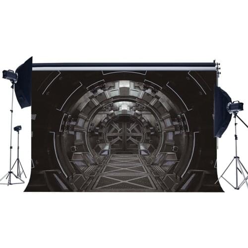 Spaceship Interior Round. 3D illustration Backdrop Inner Passage of the Spacecraft UFO Background