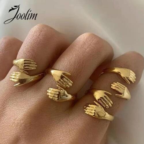 Joolim High End PVD Plated Stainless Steel Hug Rings 2021 Trendy Jewelry
