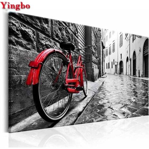 Diy diamond Painting Mosaic Street View Bicycle 5d round square diamond embroidery Long Pictures for Living Room Decor