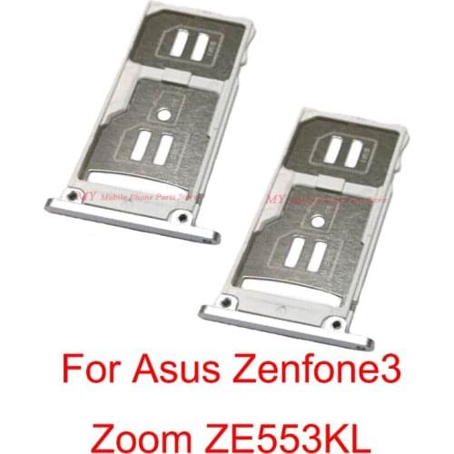 Top Quality New Sim Tray For Asus Zenfone3 Zenfone 3 Zoom ZE553KL Sim Card Tray Holder Slot Adapters Silver / Rose Gold / Black
