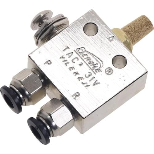 Mechanical Valve TAC2-31V Exhaust Valve 2 Position 3 Way Air Pneumatic Valve Switch 1/8"PT Push Button Switch Valve with Fitting