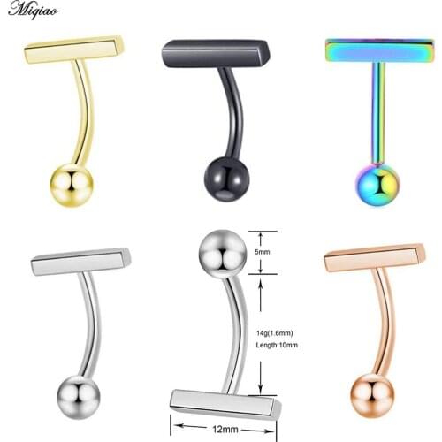 Miqiao 1pc Navel Belly Button Ring Simple Black Gold Steel Piercing Jewelry Navel Nail Fashion