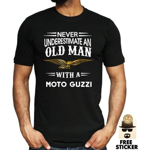 Moto Guzzi Lustig Alter Mann T-Shirt Motorrad Biker-Fahrer Vatertag Vater