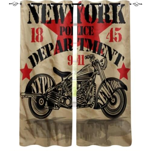 Motorcycle New York Design Window Curtains for Living Room Luxury Kitchen Bedroom Drapes Home Decor Backdrop Curtain