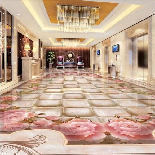 Marble pattern 3d flooring wallpapers for living room bathroom self adhesive wallpaper floor tiles waterproof