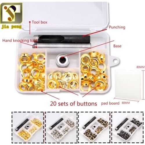 20 Set Silver-Bronze-Gun black Eyelets And Eyelet Punch grommets Tool Set for Leather Craft Clothing Grommet Banner-4mm 5mm 6mm