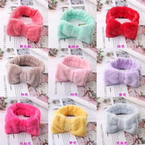 2021 New Soft Coral Fleece Hairbands For Women Wash Face Makeup Cute Girls Headbands Bow Hair Bands Turban Hair Accessories