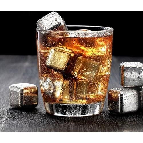 New Whisky Stones Ice Cubes Set Reusable Food Grade Stainless Steel Wine Cooling Cube Chilling Rock Party Bar Tool