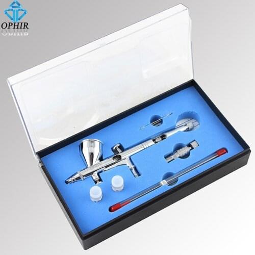 OPHIR 3 Tips Pro Gravity Dual Action Airbrush Kit for Model Hobby Cake Decoration/Makeup/Nail Art/Tanning Auto Spray Gun_AC070