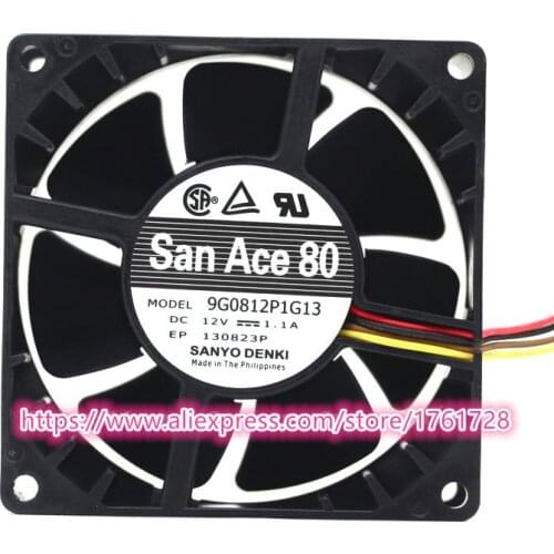Original 80*80*38mm 8cm coolin gan 9G0812P1G13 12V 1.1A large air flow PWM DC fan,not new