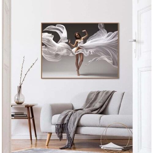 Poster HD Prints Elegant Dancing Ballerina Canvas Painting Dancer Girl Mural Picture Modern Nordic Living Room Home Decor