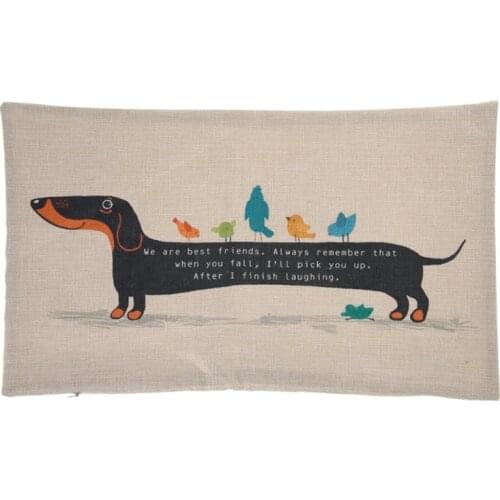 Creative Cartoon Dachshund Thick Linen Cotton Pillowcases Creative Animal Sausage Dogs Pillow Cover 30*50cm