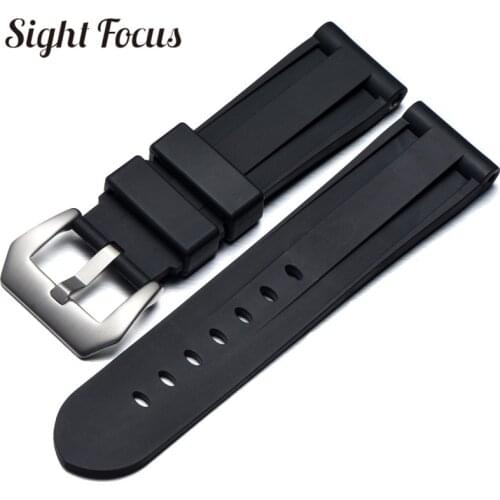 22mm 24mm 26mm Striped Dive Rubber Watch Band for Pam Black Blue Orange Straps Diver Watch Bracelet Correa Reloj Saat Cinturino