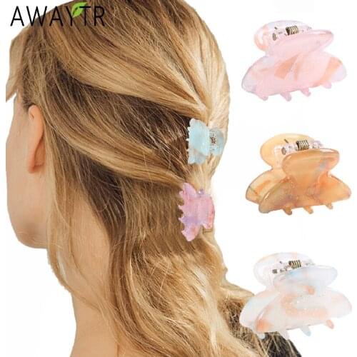 Print Hair Claw Clip Acetate Women Claws Acrylic Resin Hair Clamp Clips Crab Ponytail Hairpins Girls Hair Accessories Head Bands