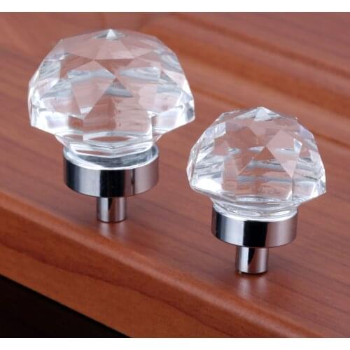 26mm 35mm Diamond Crystal Clear Glass Knob Furniture Handle Drawer Cabinet Knobs and Handles Door Cupboard Kitchen Pulls