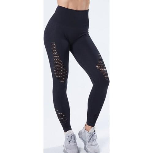 NORMOV High Waist Leggings Women Sports Running Sportswear Stretchy Fitness Leggings Gym Seamless Tummy Control Leggings