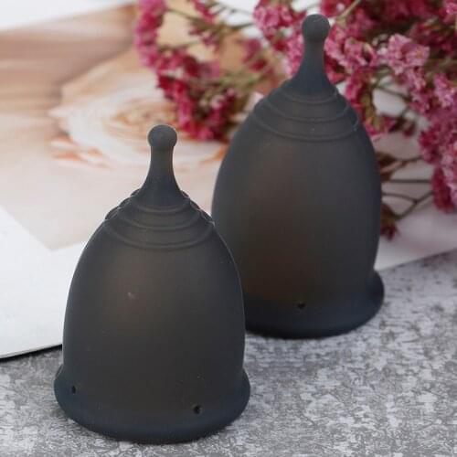 Black color Copa menstrual Women Feminine hygiene Menstrual Cup Medical 100% silicone Cup reusable lady cup collector menstrual