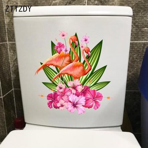 ZTTZDY 21.5CM×23CM Cartoon Hand Drawn Flamingo Kids Room Wall Decor Home WC Toilet Sticker T2-0923