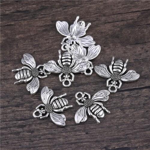 30pcs/lot DIY Jewelry Making Zine Alloy Lovely Bee Charms Pendant Ansient for Earring Bracelet Neckalce Findings Accessories