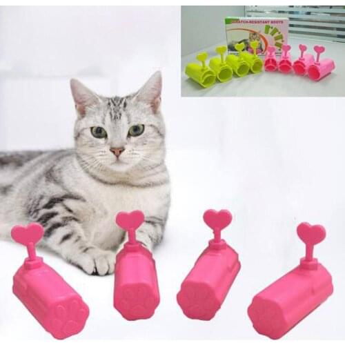 4Pcs Adjustable Pet Cats Gloves Anti Scratching Boots Shoes Adjustable Anti-cat Scratch Gloves Bath Trim Nail Cover Pet Supplies