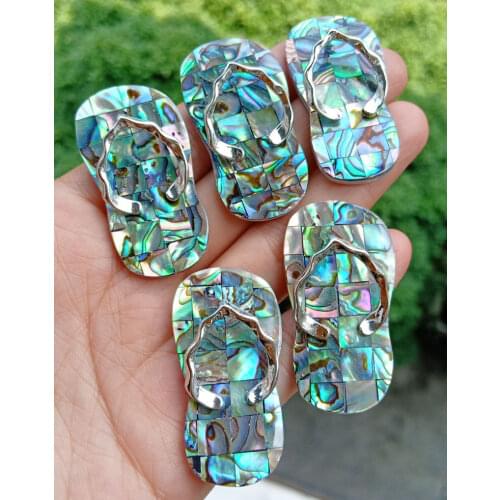 5pcs Natural Abalone shell Flip-flop Pendants Chakra Reiki Healing Amulet Energy Wholesale