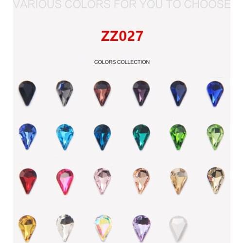 6*10mm Crystal pointback Tip drop Rhinestone 50Pcs/Lot water drop Gems For DIY Decoration Glue Beads for bag clothes Craft ZZ027
