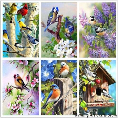 5D Diy Diamond Painting Colorful Birds Cross Stitch Kits Full Drill Embroidery Animal Mosaic Picture of Rhinestones Home Decor