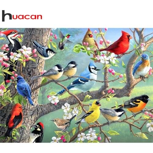 Huacan Full Drill Diamond Painting Bird Home Decoration Cross Stitch Embroidery Mosaic Animal Tree Diamond Art