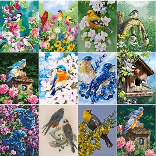LUOVIZEM 5D Diamond Painting Birdie Full Square/Round Drill Flower Embroidery Cross Stitch Home Decor Painting