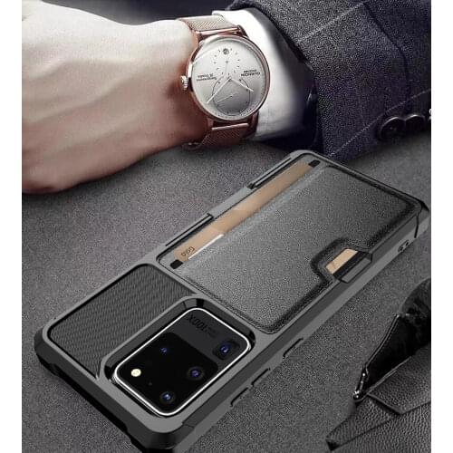 Card Holder Matte Leather Silicone Case for Samsung Galaxy S21 Ultra FE S20 Plus Note 20 S10 A52 A72 5G A12 Magnetic Cover