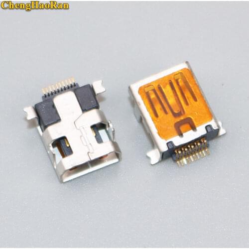 ChengHaoRan 1-10pcs Female Mini USB Type B 10 Pin SMT SMD DIP Mount Jack Connector