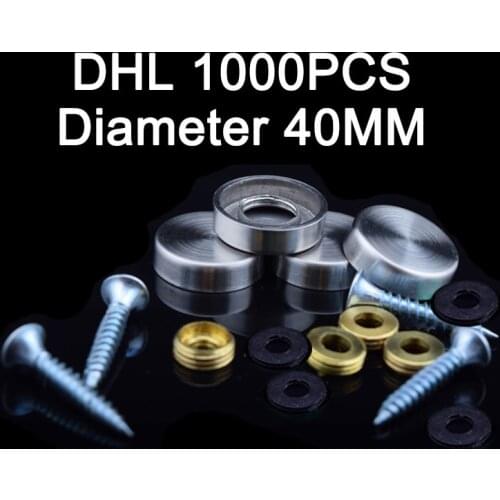 DHL 1000PCS 40mm Diameter Advertisement Fixing Screws Standoff Covers 304 stainless steel Flat Mirror Screws Cover Caps KF968
