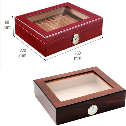 2 Colors 20 Cigars Storage Box Cedar Wood Humidor With Humidifier Hygrometer Portable Cigarette Case Mens Smoking Accessories