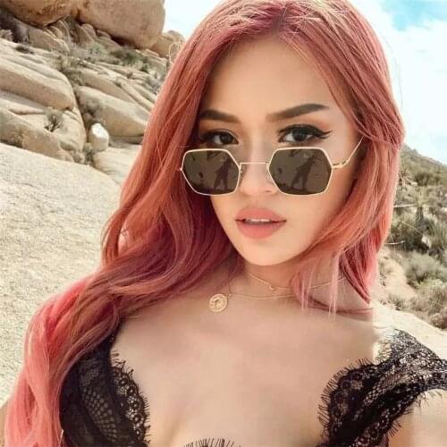 HKNA 2021 Polygon Retro Sunglasses Women Vintage Alloy Women Eyewear Brand Designer Sun Glasses For Women/Men Gafas De Sol Mujer