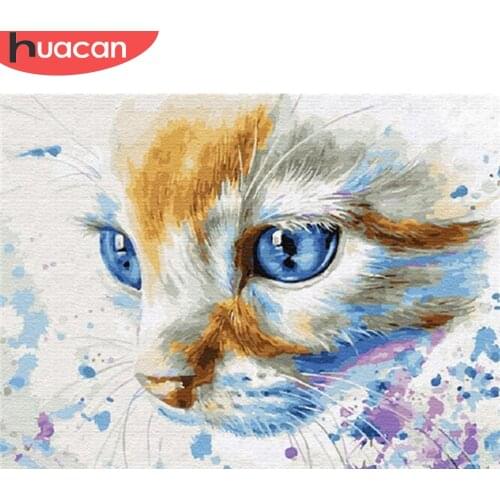 HUACAN Diamond Painting Animal Pictures Of Rhinestones 5D Diamond Embroidery Sale Cat Needlework Mosaic Home Decoration