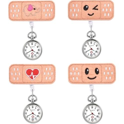 New Soft Cloth Love Heart Beat Smile Elephant Felt Trend Retractable Alloy Nurse Doctor Women Mens FOB Pocket Watches HangClock
