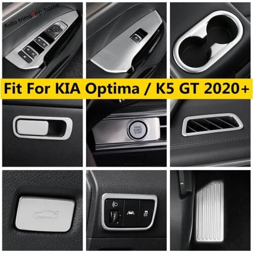 Air AC Vent Outlet Window Lift Button Water Cup Holder Cover Trim Stainless Steel Accessories For KIA Optima / K5 GT 2020 2021