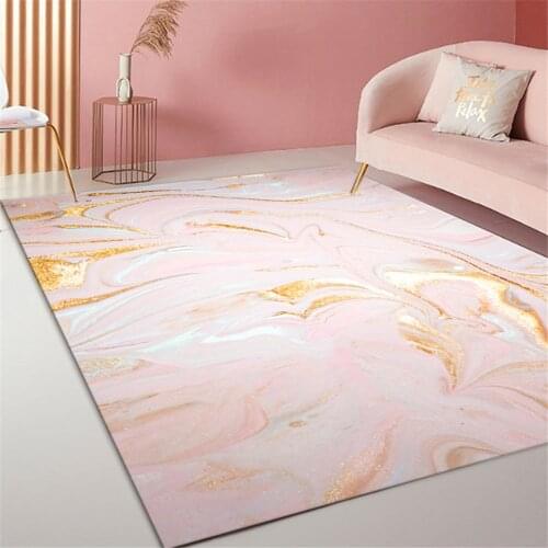 Marble Effect Pink Rug Girl Room Decoration Coffee Table Carpet On Living Room Cute Bedroom Floor Mat For Kids Bedisde Rug Soft