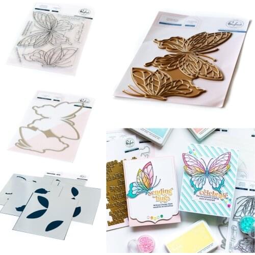 Butterflies Metal Cutting Dies Stamps Stencil Hot Foil Scrapbook Diary Decoration Stencil Embossing Template DIY Greeting 2021