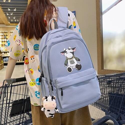 Cute Cartoon Decorative Ladies Backpack Waterproof Nylon Large Capacity Travel Backpack College Student School Bag Laptop Bag