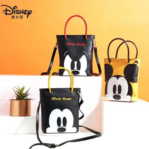 Disney Cute Anime Cartoon Mickey Mouse Plush Backpack Minnie Shoulder Bag For Women PU Fashion Handbag